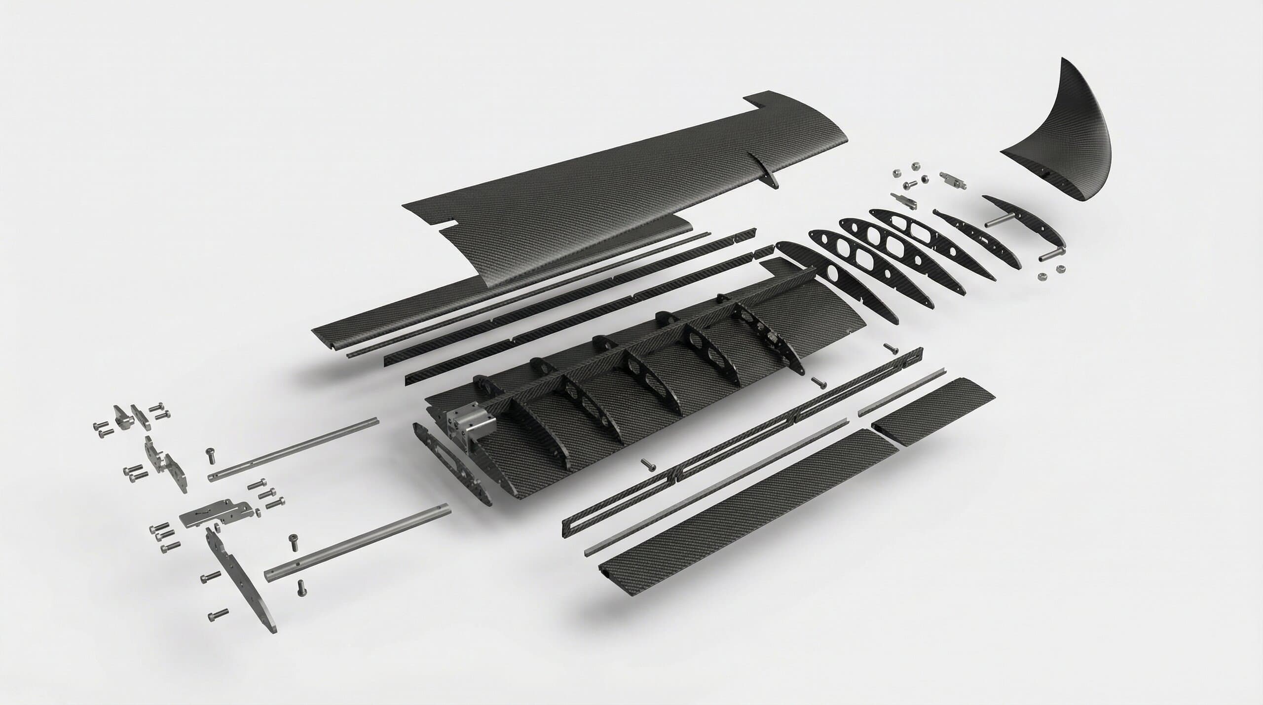 Conventional drone wing - 27 individual components
